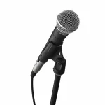 میکروفون وکال SHURE SM58 نصب‌شده روی پایه میکروفون
